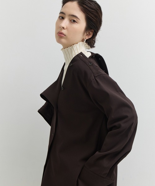 STUDIOUS(ステュディオス)の「【STUDIOUS/ステュディオス】Viscose Wool Big Collar Shirt/ビスコースウールビッグシャツ(シャツ/ブラウス・レディース・ダークブラウン/ブラック/アイボリー・FREE)」の10枚目の写真