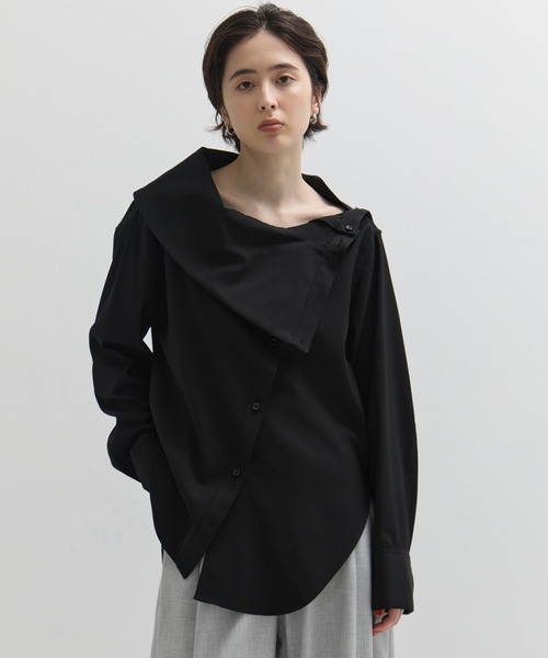 STUDIOUS(ステュディオス)の「【STUDIOUS/ステュディオス】Viscose Wool Big Collar Shirt/ビスコースウールビッグシャツ(シャツ/ブラウス・レディース・ダークブラウン/ブラック/アイボリー・FREE)」の19枚目の写真
