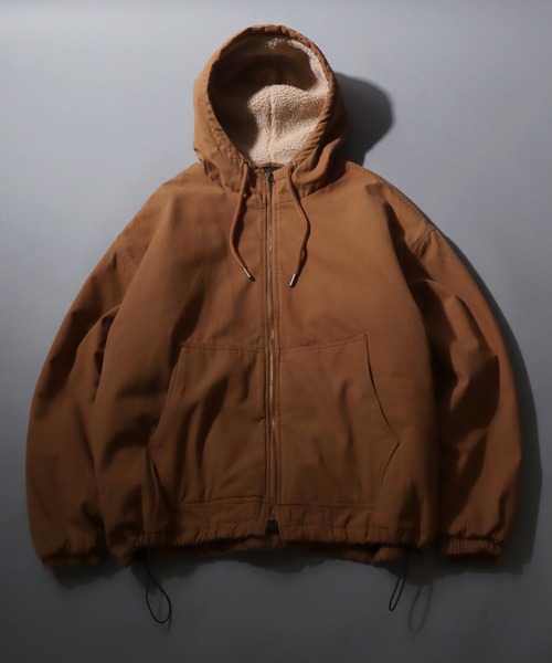 セール】SITRY Duck Zip Hoodie/別注 オーバーサイズ フード裏ボア