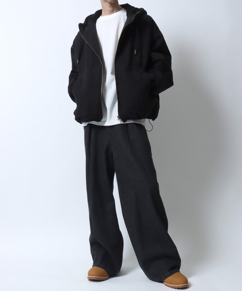 セール】SITRY Duck Zip Hoodie/別注 オーバーサイズ フード裏ボア