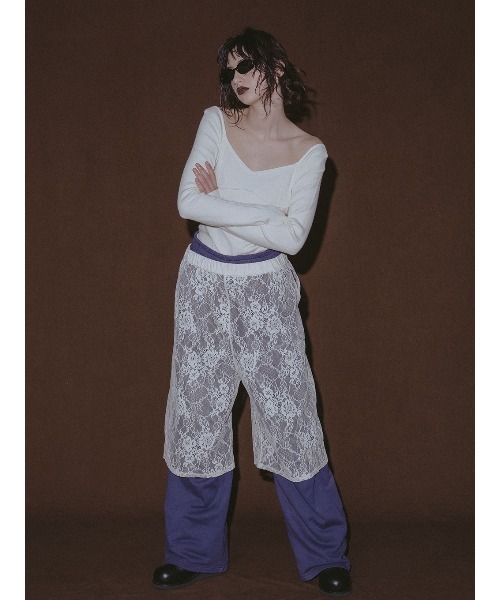 ELCHELE(エルチェレ)の「WINE GLASS KNIT TOP(ニット/セーター・レディース・オフホワイト/チョコ・FREE)」の9枚目の写真