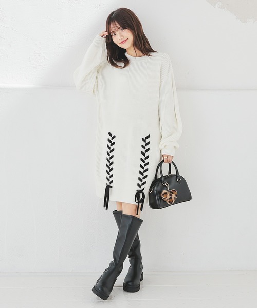 レースアップニットワンピ（ワンピース）｜Honeys（ハニーズ）の