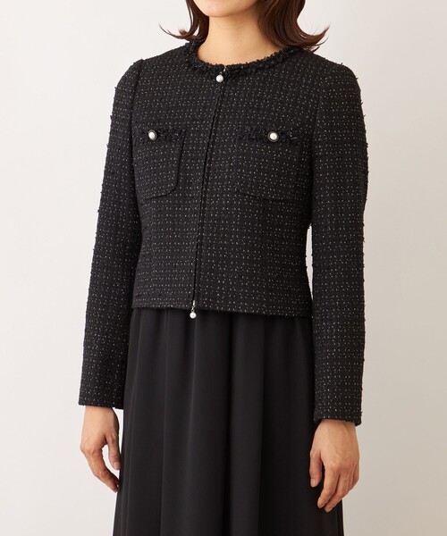 TO BE CHIC(トゥー ビー シック)の「リボンニットファンシー ノーカラージャケット(ノーカラージャケット・レディース・ブラック・40/42)」の10枚目の写真