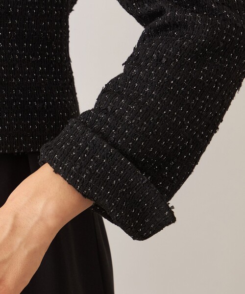 TO BE CHIC(トゥー ビー シック)の「リボンニットファンシー ノーカラージャケット(ノーカラージャケット・レディース・ブラック・40/42)」の6枚目の写真