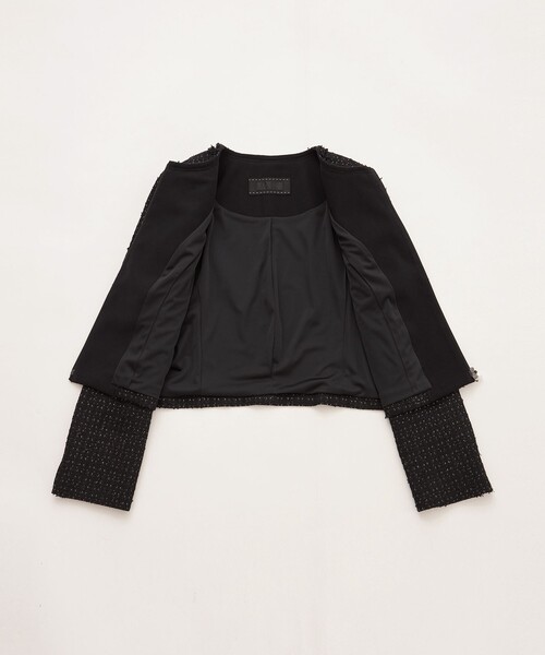 TO BE CHIC(トゥー ビー シック)の「リボンニットファンシー ノーカラージャケット(ノーカラージャケット・レディース・ブラック・40/42)」の3枚目の写真