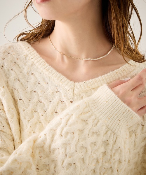 ROPE' PICNIC（ロペピクニック）の「チェーン×パールショートスライドネックレス（ネックレス・レディース・ゴールド/シルバー・FREE）」の8枚目の写真