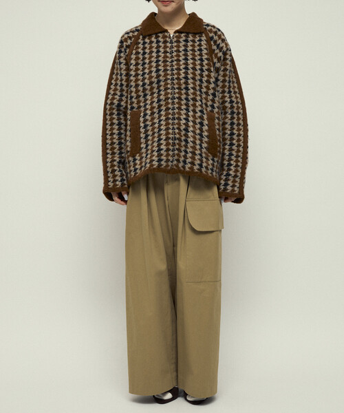 Firsthand（ファーストハンド）の「Firsthand/ファーストハンド ウール混 ガンクラブ チェック ニット ジップ ブルゾン（カーディガン/ボレロ・レディース・ブラウン/グレー・FREE）」の5枚目の写真