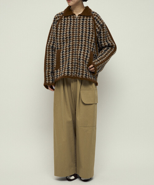 Firsthand（ファーストハンド）の「Firsthand/ファーストハンド ウール混 ガンクラブ チェック ニット ジップ ブルゾン（カーディガン/ボレロ・レディース・ブラウン/グレー・FREE）」の6枚目の写真