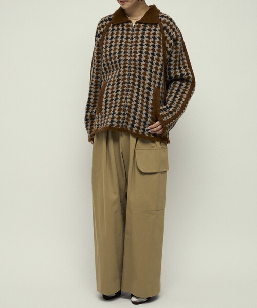 Firsthand（ファーストハンド）の「Firsthand/ファーストハンド ウール混 ガンクラブ チェック ニット ジップ ブルゾン（カーディガン/ボレロ・レディース・ブラウン/グレー・FREE）」の7枚目の写真