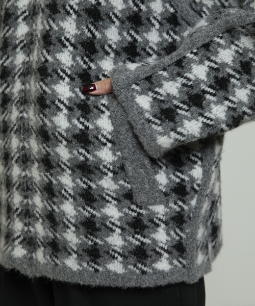 Firsthand（ファーストハンド）の「Firsthand/ファーストハンド ウール混 ガンクラブ チェック ニット ジップ ブルゾン（カーディガン/ボレロ・レディース・ブラウン/グレー・FREE）」の18枚目の写真