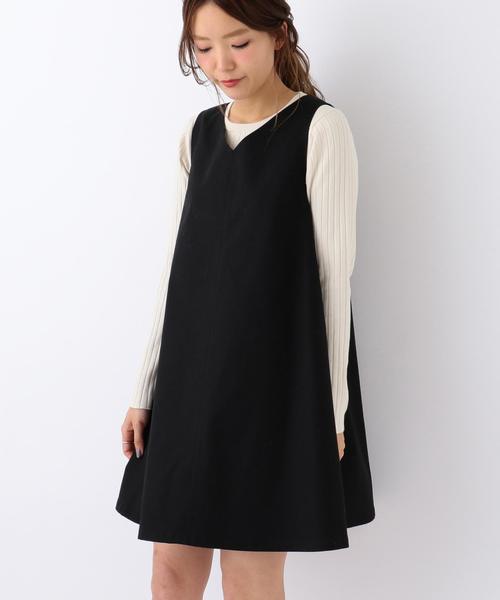 Another Edition（アナザーエディション）の「Aラインノースリーブワンピース/ AEMFC C/P Aライン NSL OP（ワンピース・レディース・ブラック/ベージュ・フリー）」の2枚目の写真