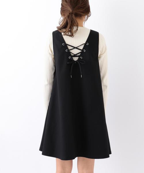 Another Edition（アナザーエディション）の「Aラインノースリーブワンピース/ AEMFC C/P Aライン NSL OP（ワンピース・レディース・ブラック/ベージュ・フリー）」の4枚目の写真