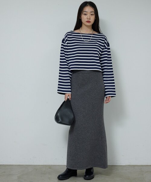 GALLARDAGALANTE(ガリャルダガランテ)の「【セットアップ対応】【手洗い可】メリノウールニットスカート(スカート・レディース・ベージュ/チャコールグレー・FREE)」の10枚目の写真