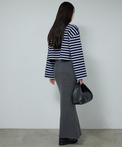 GALLARDAGALANTE(ガリャルダガランテ)の「【セットアップ対応】【手洗い可】メリノウールニットスカート(スカート・レディース・ベージュ/チャコールグレー・FREE)」の12枚目の写真