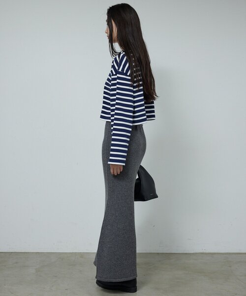 GALLARDAGALANTE(ガリャルダガランテ)の「【セットアップ対応】【手洗い可】メリノウールニットスカート(スカート・レディース・ベージュ/チャコールグレー・FREE)」の13枚目の写真