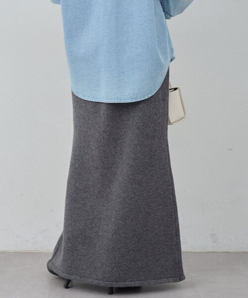 GALLARDAGALANTE(ガリャルダガランテ)の「【セットアップ対応】【手洗い可】メリノウールニットスカート(スカート・レディース・ベージュ/チャコールグレー・FREE)」の15枚目の写真