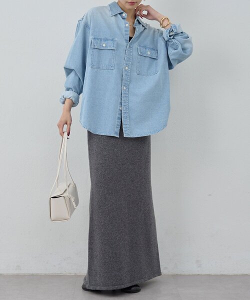 GALLARDAGALANTE(ガリャルダガランテ)の「【セットアップ対応】【手洗い可】メリノウールニットスカート(スカート・レディース・ベージュ/チャコールグレー・FREE)」の16枚目の写真