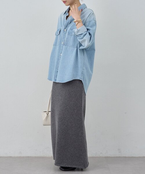 GALLARDAGALANTE(ガリャルダガランテ)の「【セットアップ対応】【手洗い可】メリノウールニットスカート(スカート・レディース・ベージュ/チャコールグレー・FREE)」の17枚目の写真