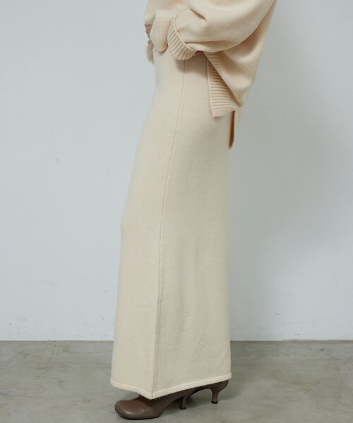 GALLARDAGALANTE(ガリャルダガランテ)の「【セットアップ対応】【手洗い可】メリノウールニットスカート(スカート・レディース・ベージュ/チャコールグレー・FREE)」の3枚目の写真