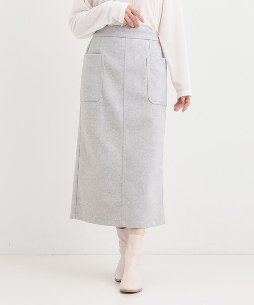 DRESKIP（ドレスキップ）の「【S-LL】あったかすっきり 圧縮ニットナロースカート（スカート・レディース・モスグリーン/ブラック/グレー/チャコールグレー・04/03/02/01）」の5枚目の写真