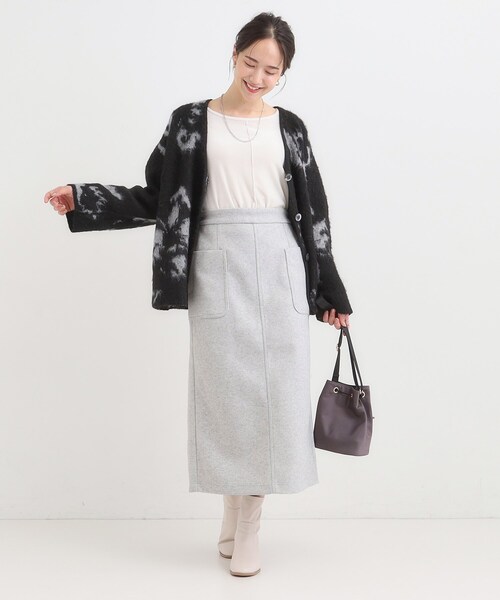 DRESKIP（ドレスキップ）の「【S-LL】あったかすっきり 圧縮ニットナロースカート（スカート・レディース・モスグリーン/ブラック/グレー/チャコールグレー・04/03/02/01）」の7枚目の写真