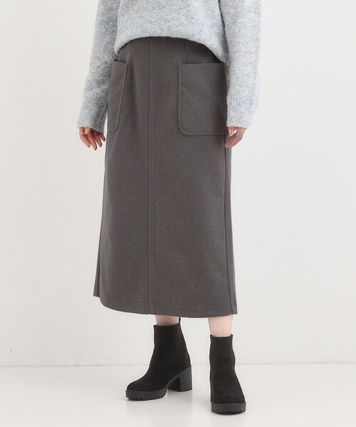DRESKIP（ドレスキップ）の「【S-LL】あったかすっきり 圧縮ニットナロースカート（スカート・レディース・モスグリーン/ブラック/グレー/チャコールグレー・04/03/02/01）」の9枚目の写真