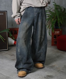 AW ウォッシュド バレルレッグ デニムパンツ メンズ レディース ユニセックス 【ILL'S】