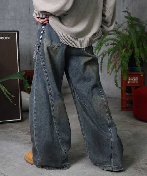 ILL'S(イルズ)の「AW ウォッシュド バレルレッグ デニムパンツ メンズ レディース ユニセックス 【ILL'S】(デニムパンツ・メンズ・ブルー・L/M)」の8枚目の写真