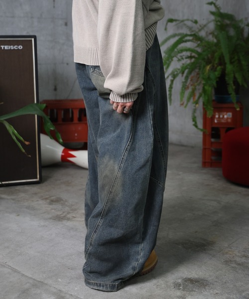ILL'S(イルズ)の「AW ウォッシュド バレルレッグ デニムパンツ メンズ レディース ユニセックス 【ILL'S】(デニムパンツ・メンズ・ブルー・L/M)」の10枚目の写真