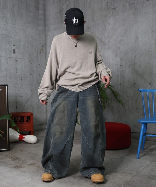 ILL'S(イルズ)の「AW ウォッシュド バレルレッグ デニムパンツ メンズ レディース ユニセックス 【ILL'S】(デニムパンツ・メンズ・ブルー・L/M)」の11枚目の写真