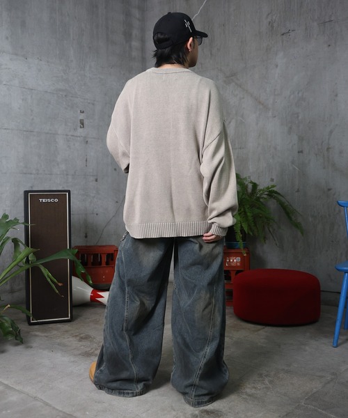 ILL'S(イルズ)の「AW ウォッシュド バレルレッグ デニムパンツ メンズ レディース ユニセックス 【ILL'S】(デニムパンツ・メンズ・ブルー・L/M)」の12枚目の写真