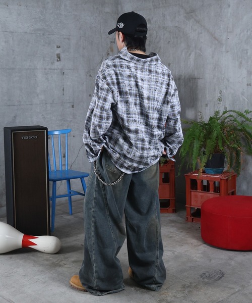 ILL'S(イルズ)の「AW ウォッシュド バレルレッグ デニムパンツ メンズ レディース ユニセックス 【ILL'S】(デニムパンツ・メンズ・ブルー・L/M)」の18枚目の写真