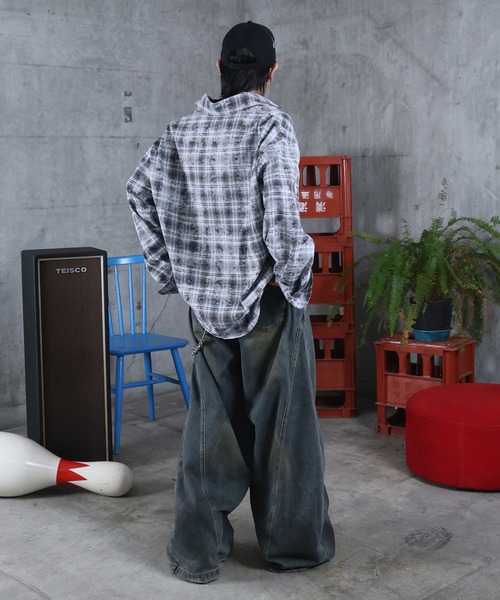 ILL'S(イルズ)の「AW ウォッシュド バレルレッグ デニムパンツ メンズ レディース ユニセックス 【ILL'S】(デニムパンツ・メンズ・ブルー・L/M)」の19枚目の写真