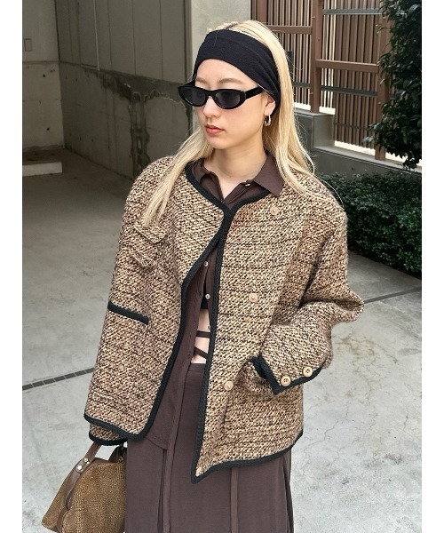ELCHELE(エルチェレ)の「JUN´S TWEED JACKET(ノーカラージャケット・レディース・ライトブラウン/ナチュラル・FREE)」の10枚目の写真