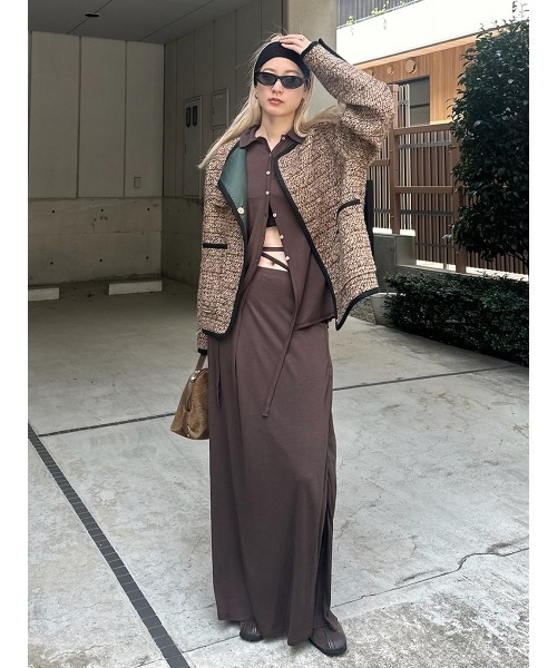 ELCHELE(エルチェレ)の「JUN´S TWEED JACKET(ノーカラージャケット・レディース・ライトブラウン/ナチュラル・FREE)」の11枚目の写真