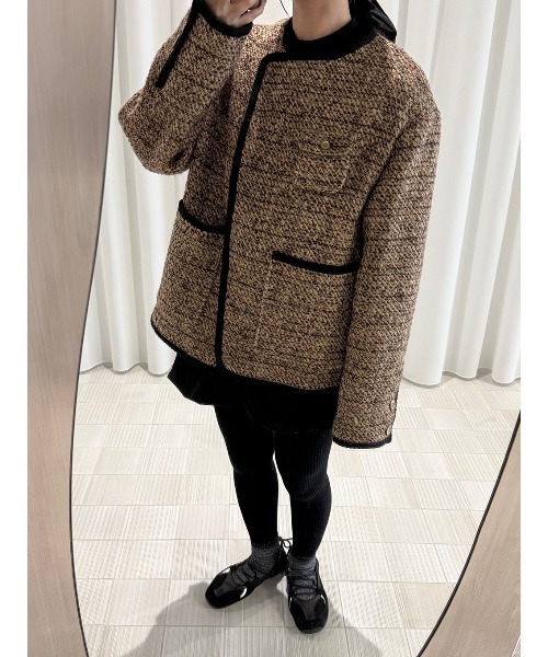 ELCHELE(エルチェレ)の「JUN´S TWEED JACKET(ノーカラージャケット・レディース・ライトブラウン/ナチュラル・FREE)」の12枚目の写真