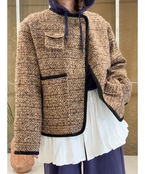 ELCHELE(エルチェレ)の「JUN´S TWEED JACKET(ノーカラージャケット・レディース・ライトブラウン/ナチュラル・FREE)」の13枚目の写真