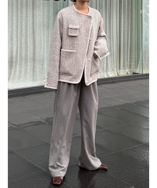 ELCHELE(エルチェレ)の「JUN´S TWEED JACKET(ノーカラージャケット・レディース・ライトブラウン/ナチュラル・FREE)」の16枚目の写真