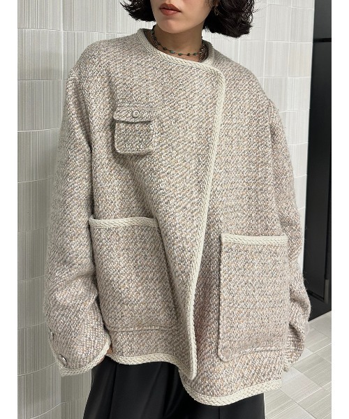 ELCHELE(エルチェレ)の「JUN´S TWEED JACKET(ノーカラージャケット・レディース・ライトブラウン/ナチュラル・FREE)」の18枚目の写真