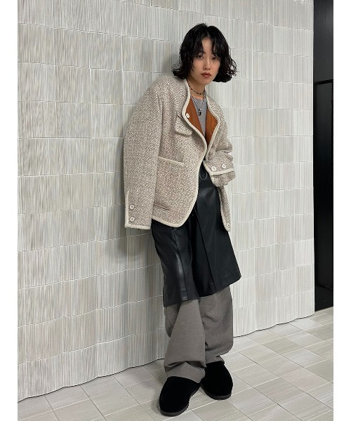 ELCHELE(エルチェレ)の「JUN´S TWEED JACKET(ノーカラージャケット・レディース・ライトブラウン/ナチュラル・FREE)」の20枚目の写真