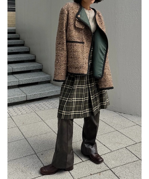 ELCHELE(エルチェレ)の「JUN´S TWEED JACKET(ノーカラージャケット・レディース・ライトブラウン/ナチュラル・FREE)」の6枚目の写真