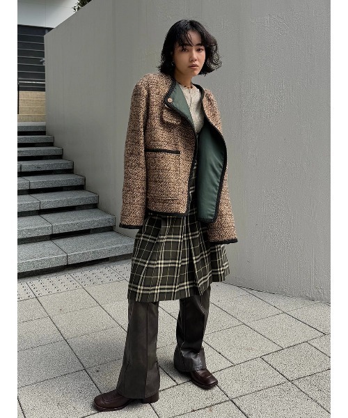 ELCHELE(エルチェレ)の「JUN´S TWEED JACKET(ノーカラージャケット・レディース・ライトブラウン/ナチュラル・FREE)」の7枚目の写真