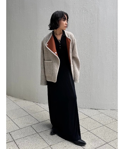 ELCHELE(エルチェレ)の「JUN´S TWEED JACKET(ノーカラージャケット・レディース・ライトブラウン/ナチュラル・FREE)」の22枚目の写真