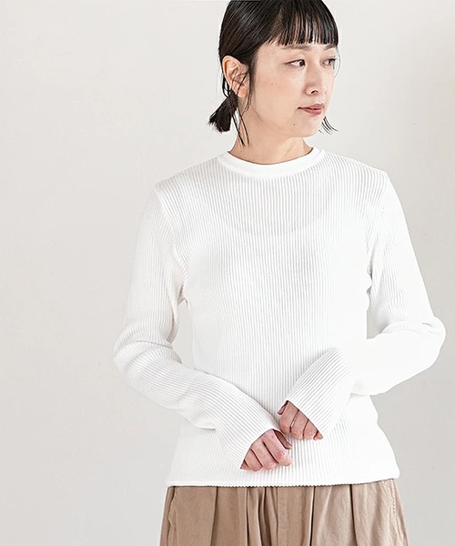 SOLAMONAT(ソラモナ)の「ウエハースリブニット クルーネック(ニット/セーター・レディース・ホワイト/キナリ/グレー/チャコールグレー/ブラック・FREE)」の20枚目の写真