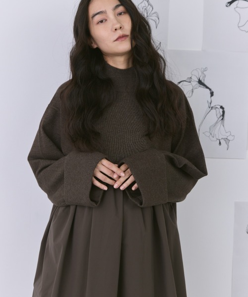Libra Cue(リブラ キュー)の「ニットドッキングワンピース(ワンピース・レディース・カーキ/ブラック・FREE)」の20枚目の写真