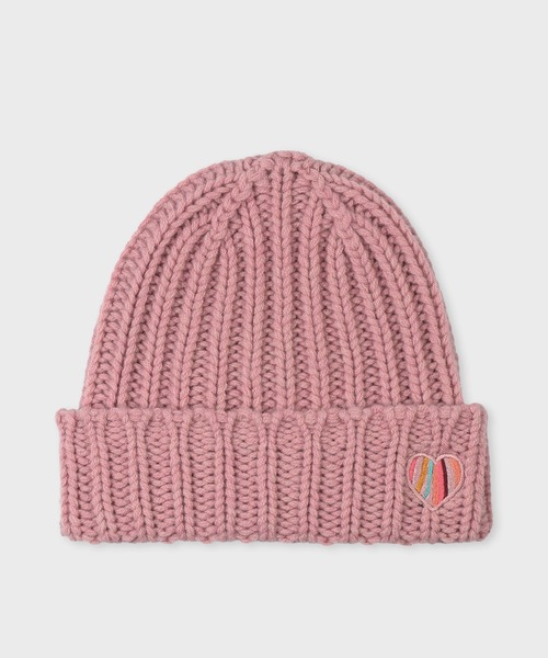 Paul Smith(ポールスミス)の「ウィメンズ スワールハート ニットキャップ / 255778 480MK(ニットキャップ/ビーニー・レディース・ブラック/ピンク・FREE)」の1枚目の写真