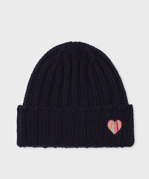 Paul Smith(ポールスミス)の「ウィメンズ スワールハート ニットキャップ / 255778 480MK(ニットキャップ/ビーニー・レディース・ブラック/ピンク・FREE)」の2枚目の写真