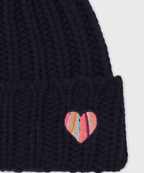 Paul Smith(ポールスミス)の「ウィメンズ スワールハート ニットキャップ / 255778 480MK(ニットキャップ/ビーニー・レディース・ブラック/ピンク・FREE)」の3枚目の写真