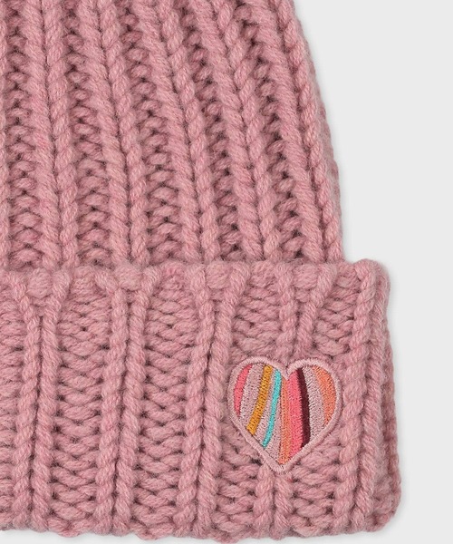 Paul Smith(ポールスミス)の「ウィメンズ スワールハート ニットキャップ / 255778 480MK(ニットキャップ/ビーニー・レディース・ブラック/ピンク・FREE)」の4枚目の写真