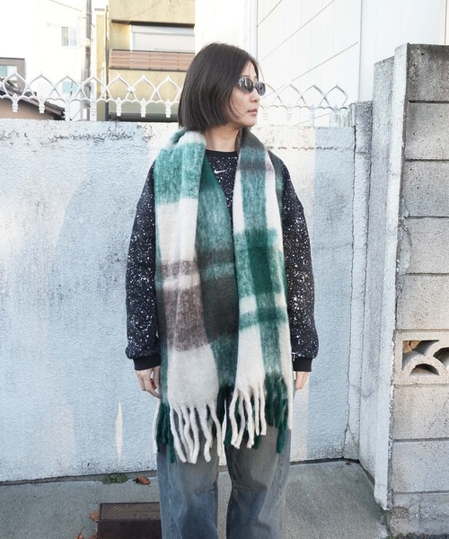 GLOBAL FORME CONCRETE(グローバルフォルムコンクリート)の「PANKAJ/ECHARPE チェック柄 マフラー(マフラー・レディース・グリーン系その他/オレンジ系その他/イエロー系その他/ピンク系その他・FREE)」の12枚目の写真